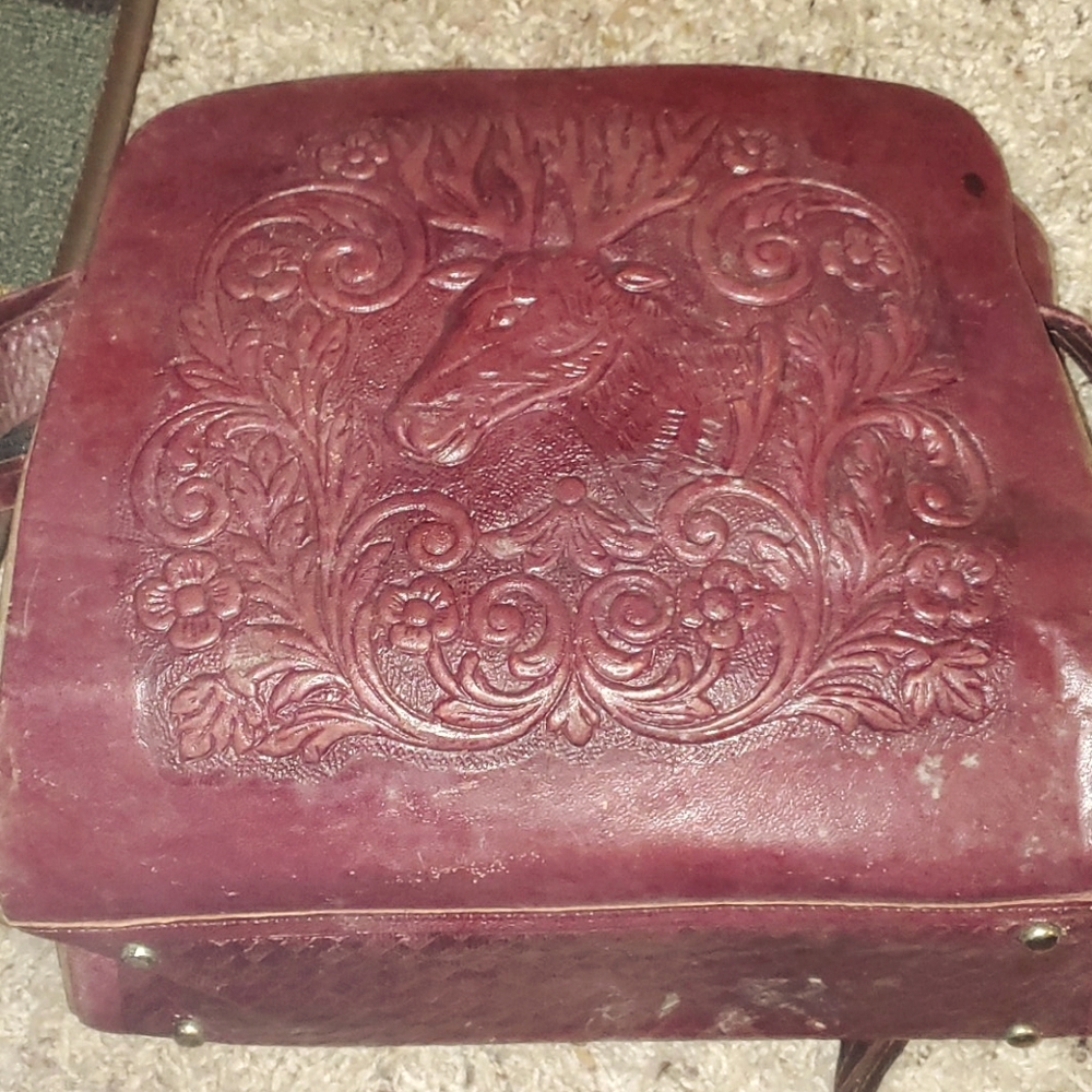RARE Genuine Leather Embossed Unique Crossbody